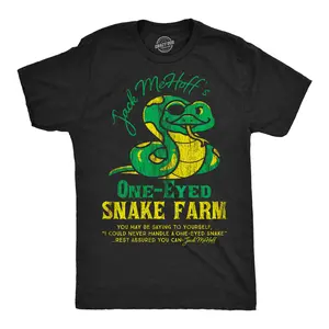 Mens Funny T Shirts Jack Mehoffs One Eyed Snake Farm Sarcastic Graphic Tee for Men Mens Funny T Shirts Cool Vintage Fashion T-Shirt Gift Classic Menswear Sarcastic Apparel for Men Funny Animal Short Sleeve Black -