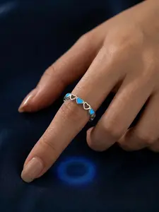 Glow-In-The-Dark Heart Open Ring, Fluorescent Blue Cool Style, Elegant Gift Boxed Personalized Jewelry, Casual All Seasons Accessory