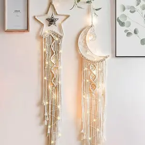 Handwoven Moon Hanging Decoration, Perfect for Living Room Decor & Bedroom Wall Art, Ideal Christmas Festival Gift Idea