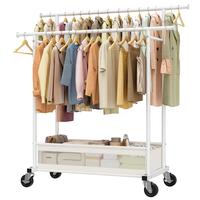 Double Rods with Net Pocket-White-43"W×17"D×63"H