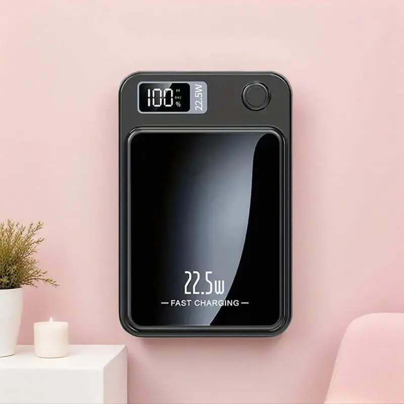 Portable Magnetic Mini 10000mAh Wireless Fast Charger with LED Digital Display for Outdoor Travel and Emergency Power for Phone, Magnetic Powerbank Charger