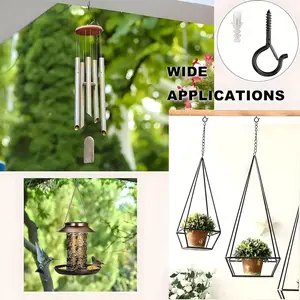 30 Q Hooks with Safety Lock, Rust-Proof Screw Hooks for Christmas Lights, Bird Feeders, Plants, Wind Chimes & Halloween Decorations