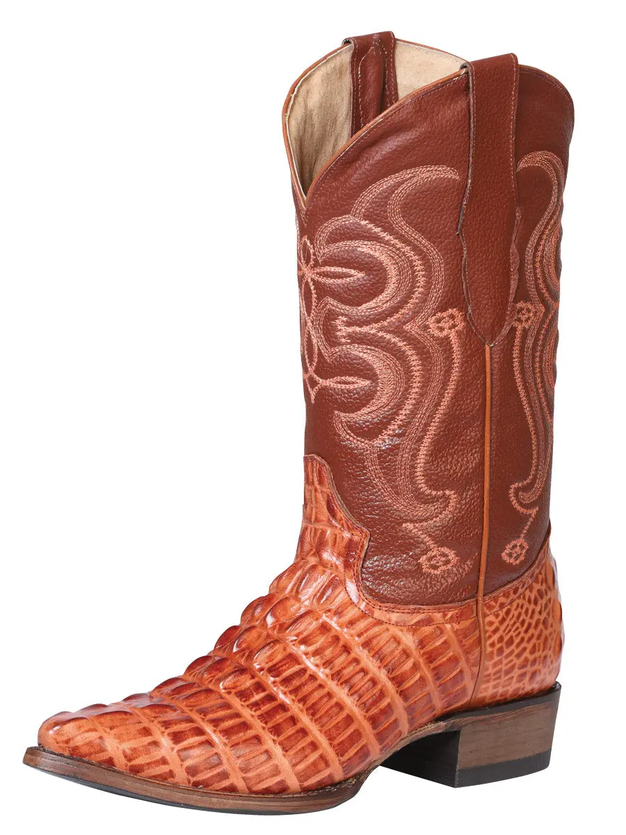 El Señor de los Cielos Men’s Western Boot - Caiman  - Cognac 40841