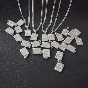 Initial Necklace A-Z 26 Letters Pendants Square Capital Initial Necklaces for Women Men 3/5mm Chain 18"-24"