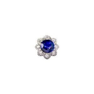 Lit Jewelry | Sunflower Exquisite Petal Blue Yellow  Lap Created Gemstone 925 Sterling Silver Ring