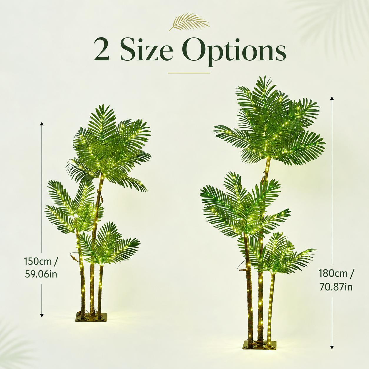 5-foot or 6-foot plastic LED faux palm tree — plug-in colorful outdoor landscape ambient light, tree-shaped Hawaiian-themed decor, suitable for outdoor patios, holiday parties, outdoor landscape lighting, and ambient lighting