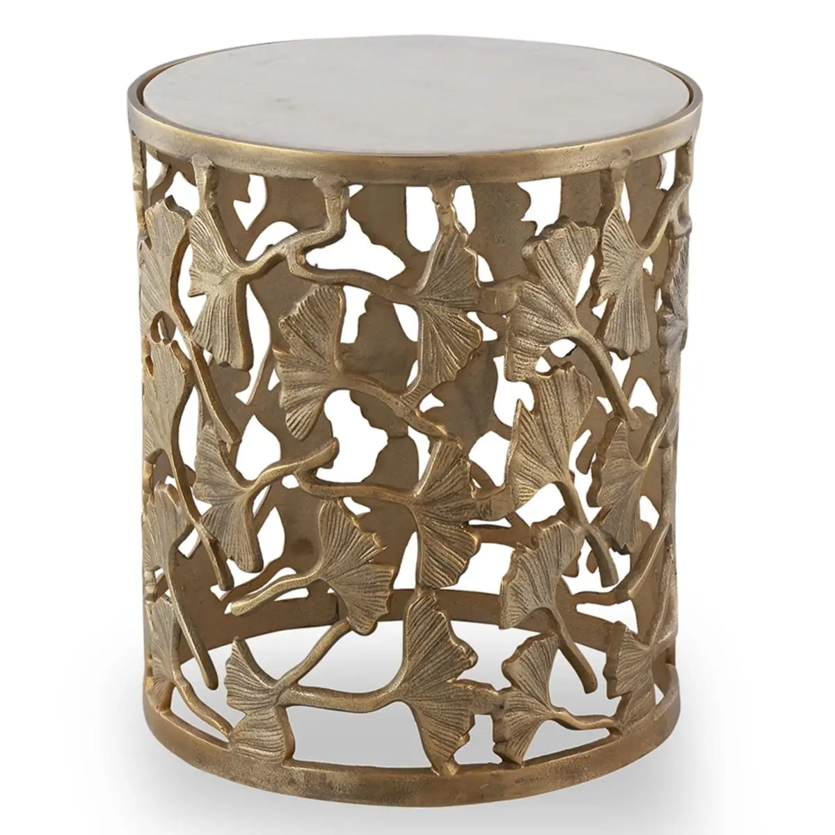 SPI Home Ginkgo Leaf Design Stool - Aluminum, Marble, 16" h x 14" w x 14" d - Outdoor Garden Furniture, Home Decor