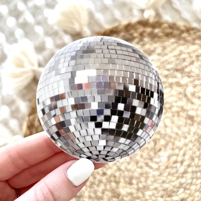 Elyse Breanne Design 2.8x2.8 in Waterproof Matte Water-safe Vinyl Disco Ball Sticker - Removable, Dishwasher-safe, Hand Sanitizer-compatible Car Truck Decal for Notebooks, Vehicles, Cars/Bottles (Wholesale Available)