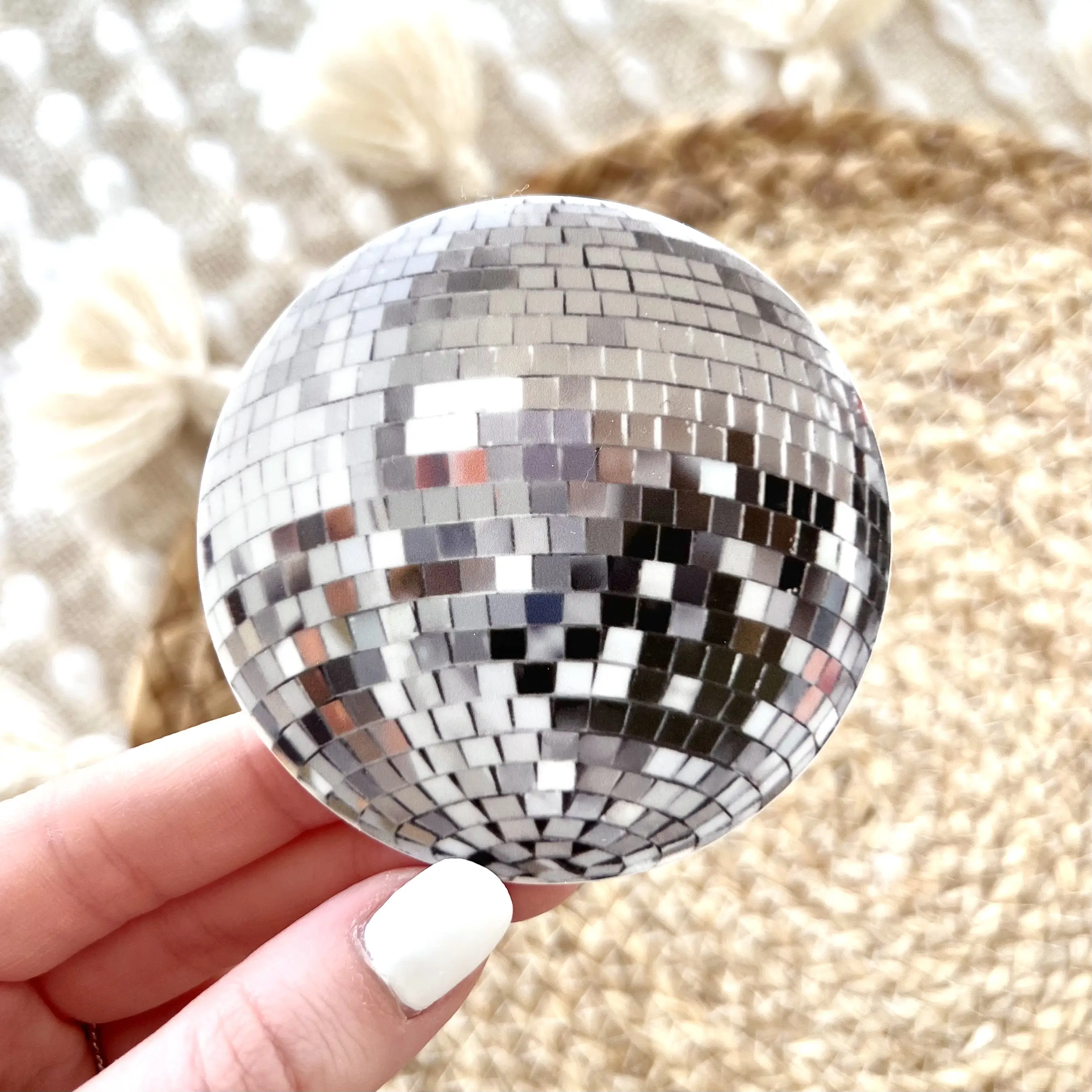 Disco Ball Waterproof Matte Finish Vinyl Sticker, 2.8x2.8 in.