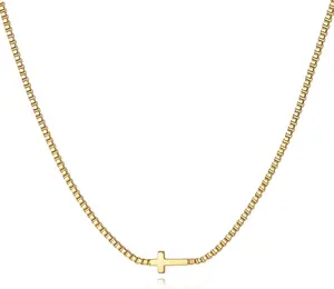 14K gold-plated cross pendant necklace for ladies. With a simple and fashionable design, it is suitable for Christmas and New Year Christian gifts.