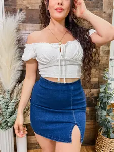 Paloma Stretch Denim Slit Mini Skirt