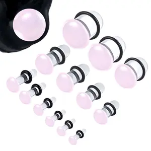 18 Pcs/10 Glass Ear Gauges Stretching Kit Plugs Comfy Fashion Body Gauge 16g-00g