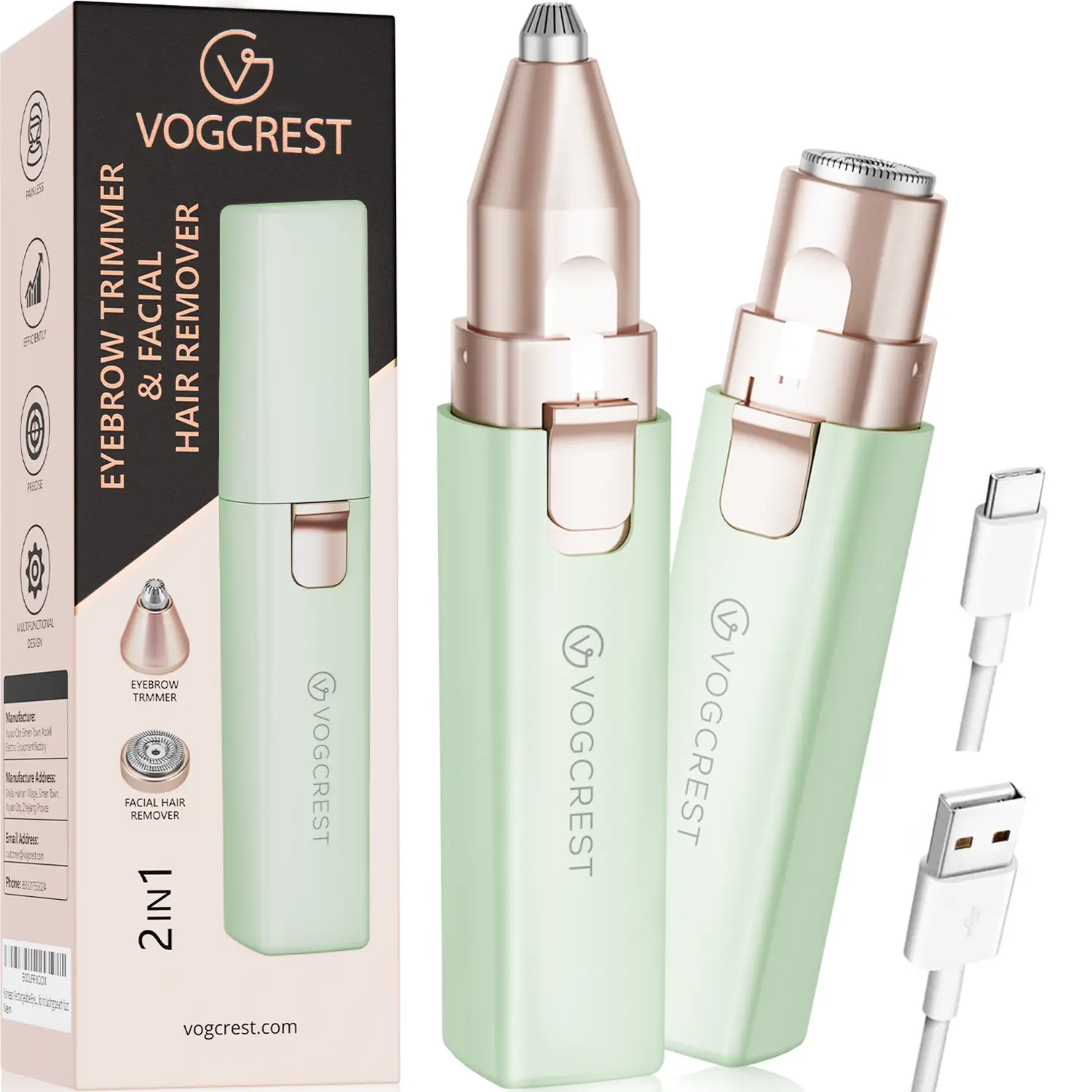 Eyebrow-Facial Hair Remover Women: Portable 2 in 1 Electric Shaver and Facial Trimmer - Rechargeable Eyebrow Lips Body Facial Razor Comfort