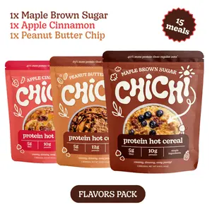 ChiChi Foods Chickpea Protein Hot Cereal 3-Pack (15 Servings) | 10-11g Protein | High Fiber, Gluten Free, Grain Free | Oatmeal Alternative That Won't Spike Your Blood Sugar
