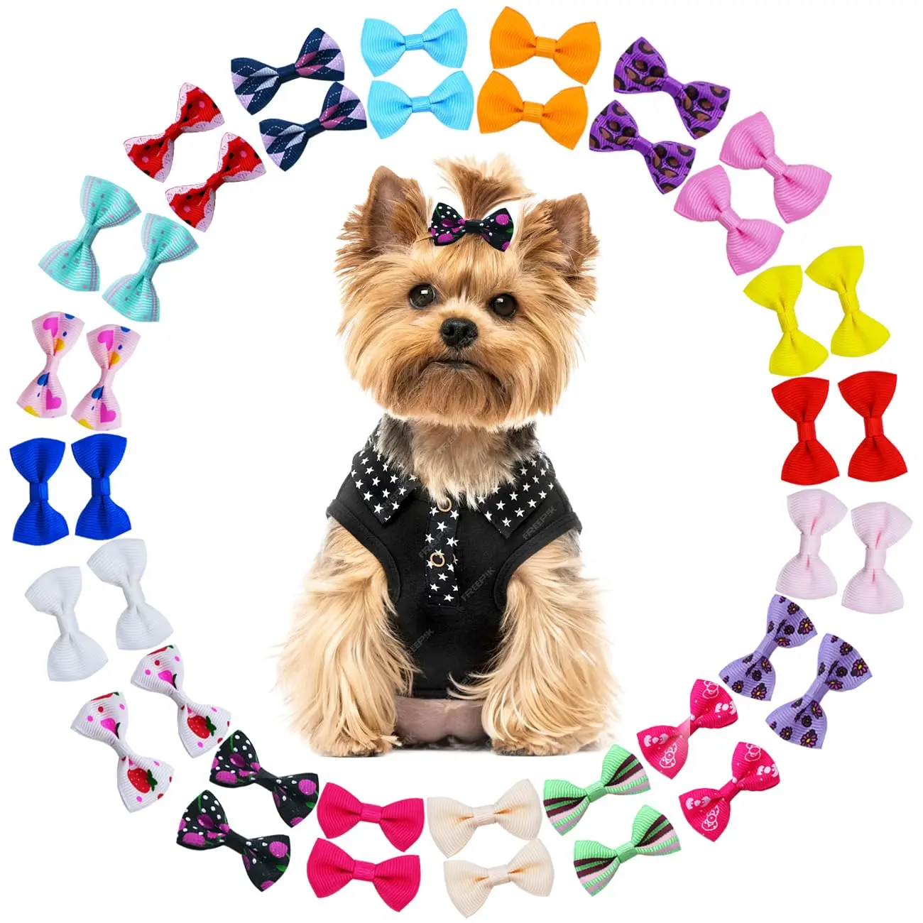 40PCS Dog Hair Bows with Clips – 2 Inch Cute Pet Hair Accessories for Small Dogs, Puppies, Cats, Kittens & Rabbits, Girl Dog Grooming Bow Clips, Colorful Boutique Pet Hair Accessories for Daily Wear