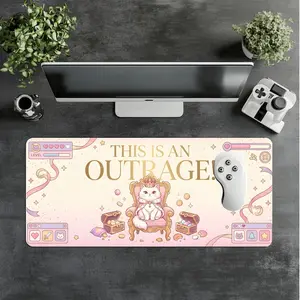 This Is An Outrage Desk Mat, Princess Donut Gaming Mouse Pad, Dungeon Crawler Carl LitRPG Fan Art Desk Decor, Funny Bookish Gamer Setup Gift