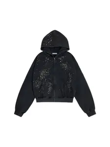 AELFRIC EDEN: RHINESTONE ZIP UP HOODIE