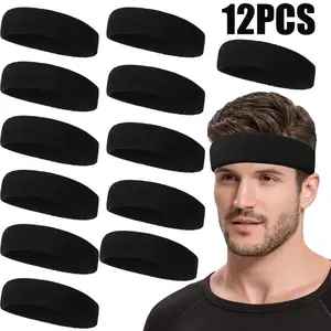 12pcs Sports Headbands - Sweat-Wicking, Comfort Fit for Tennis, Running, Basketball, Yoga & More, Fitness Headwear | Sleek Appearance | Soft Fabric Construction, Exercise Headband