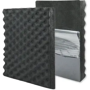 Soundproofing Closed Cell  - 2 Pack Self-Adhesive 16'' X 12'' X 1.8'' Thickened Egg Crate Sound Proof  - Acoustic  Panels  for Noise & Thermal Insulation (Black)
