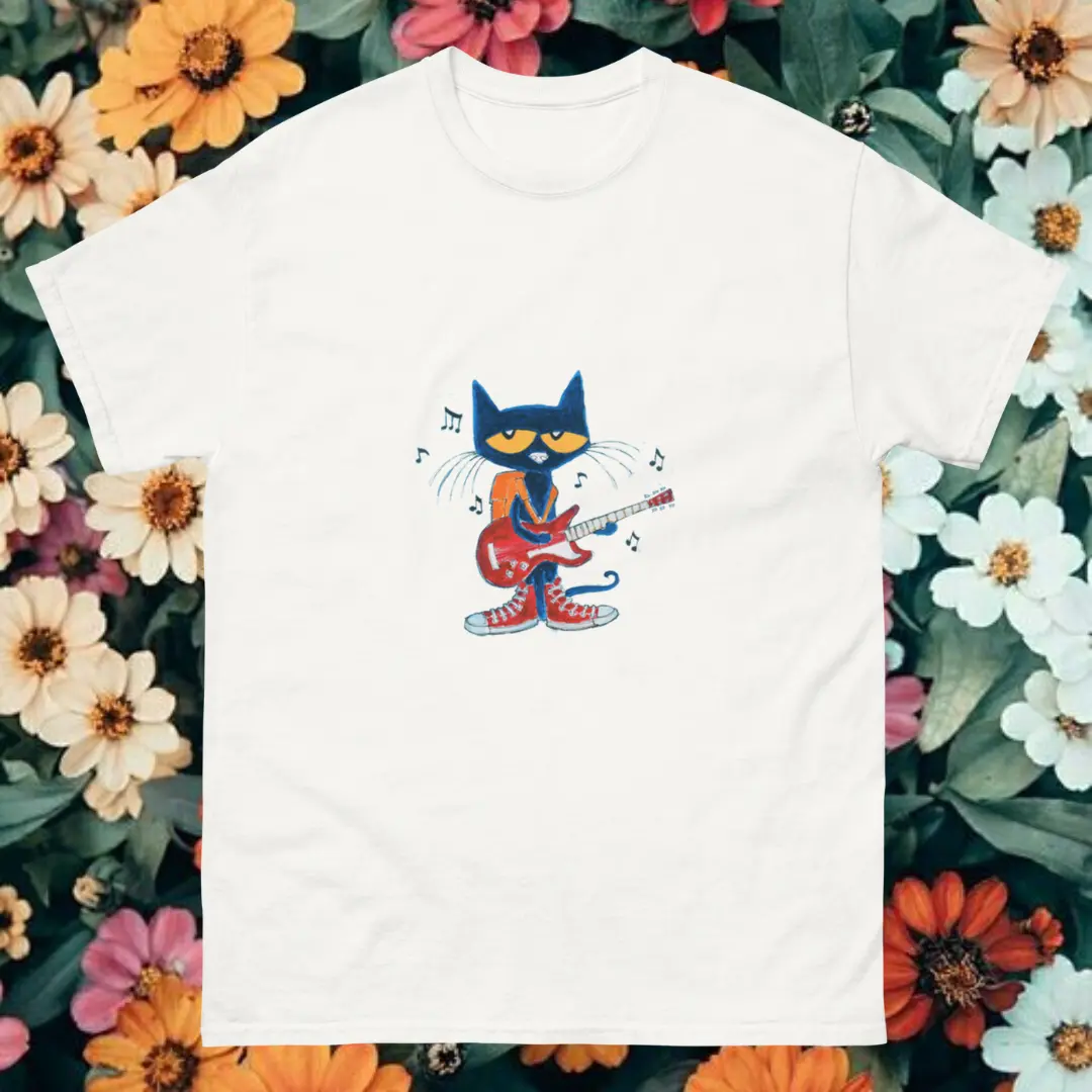 PETE THE CAT GUITAR SHIRT GRAPHIC TEE Childrens Book, Nostalgia, 90s Kid,Tshirt, Funny Clothing, Cool Clothing, Trendy Clothes, Best Fashion 2025, Pete the Cat Shirt, Funny Ahh Tees, Trendy Tshirt, I Love Pete The Cat, SALE, Cat Lovers, Cat Clothing, Cats