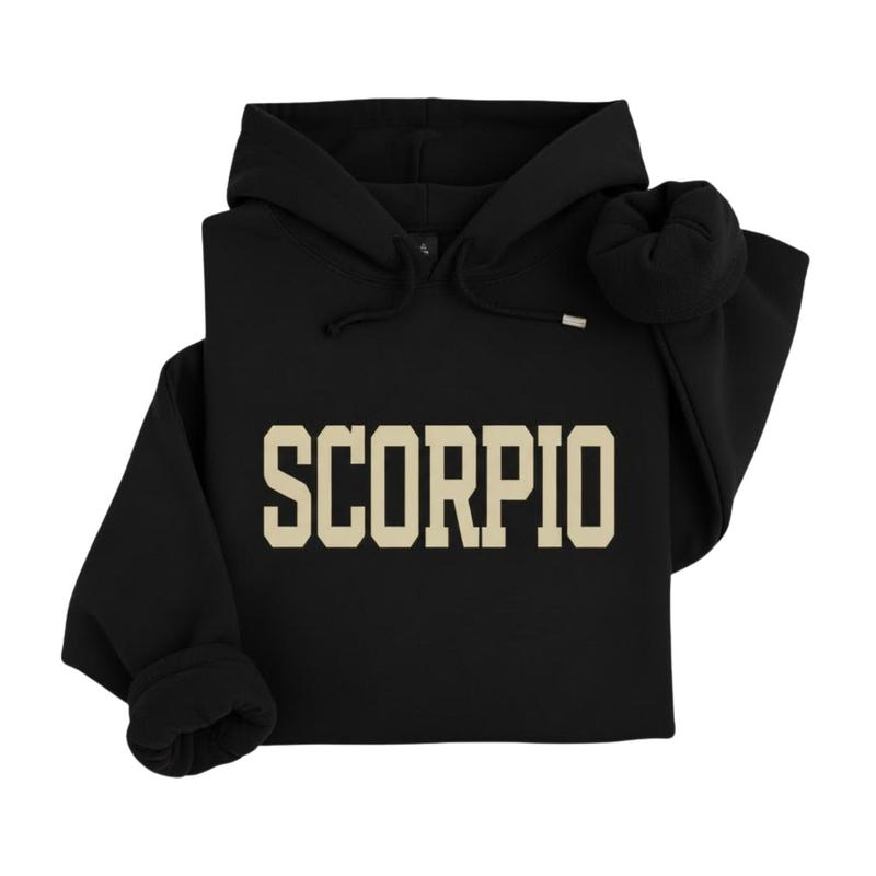 [Full 12 Zodiac] Minimalist Zodiac Hoodie – Astrology Sign Crewneck for Men and Women, Cozy Horoscope Pullover with Bold College Letter Design, Perfect Gift for Zodiac Lovers - EVA RAMOS