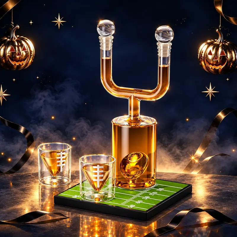 Kollea Whiskey Bottle for Men, Football Gifts for Men Women, 28Oz Football Decanter Set with 2 Glass, Halloween&Christmas Gift,Cool Anniversary Birthday New Year Gift Idea for Men Dad Coach Brother, for Super Bowl Home Bar Party Dual Pouring Utensils fat