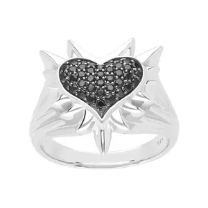 Margo Manhattan Sterling Black Spinel Heart Spike Ring