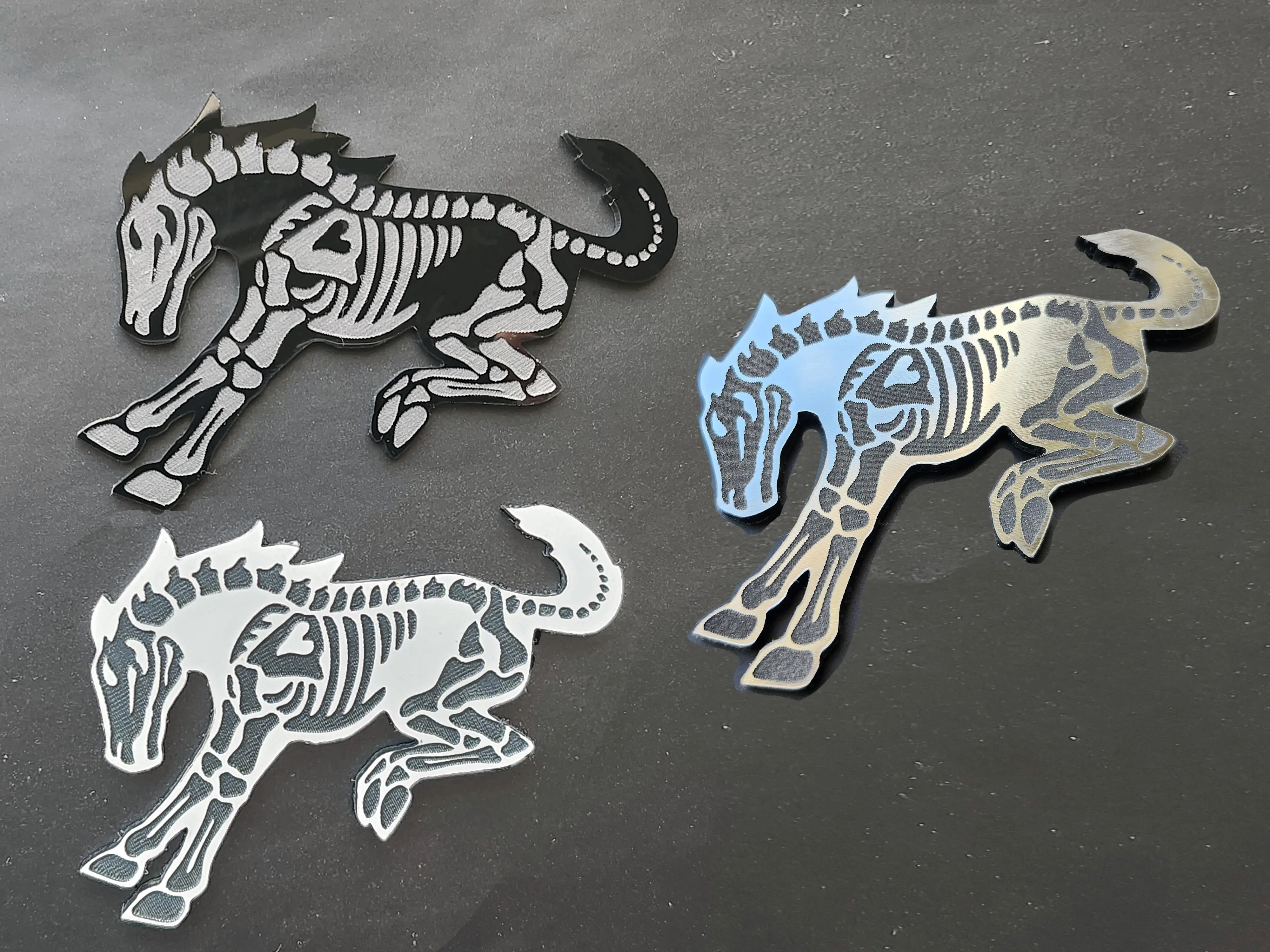 Fender Badge Emblem Logo Skeleton Horse for Ford Bronco Mustang Sport SUV Car Truck