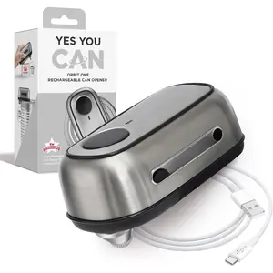 Orbit One Stainless Steel Rechargeable Electric Can Opener: Hands-free, USB-C , Automatic Stop, Smooth Edge, Safety,  for Large Cans, Heavy Duty, Soda Can and Pop Can