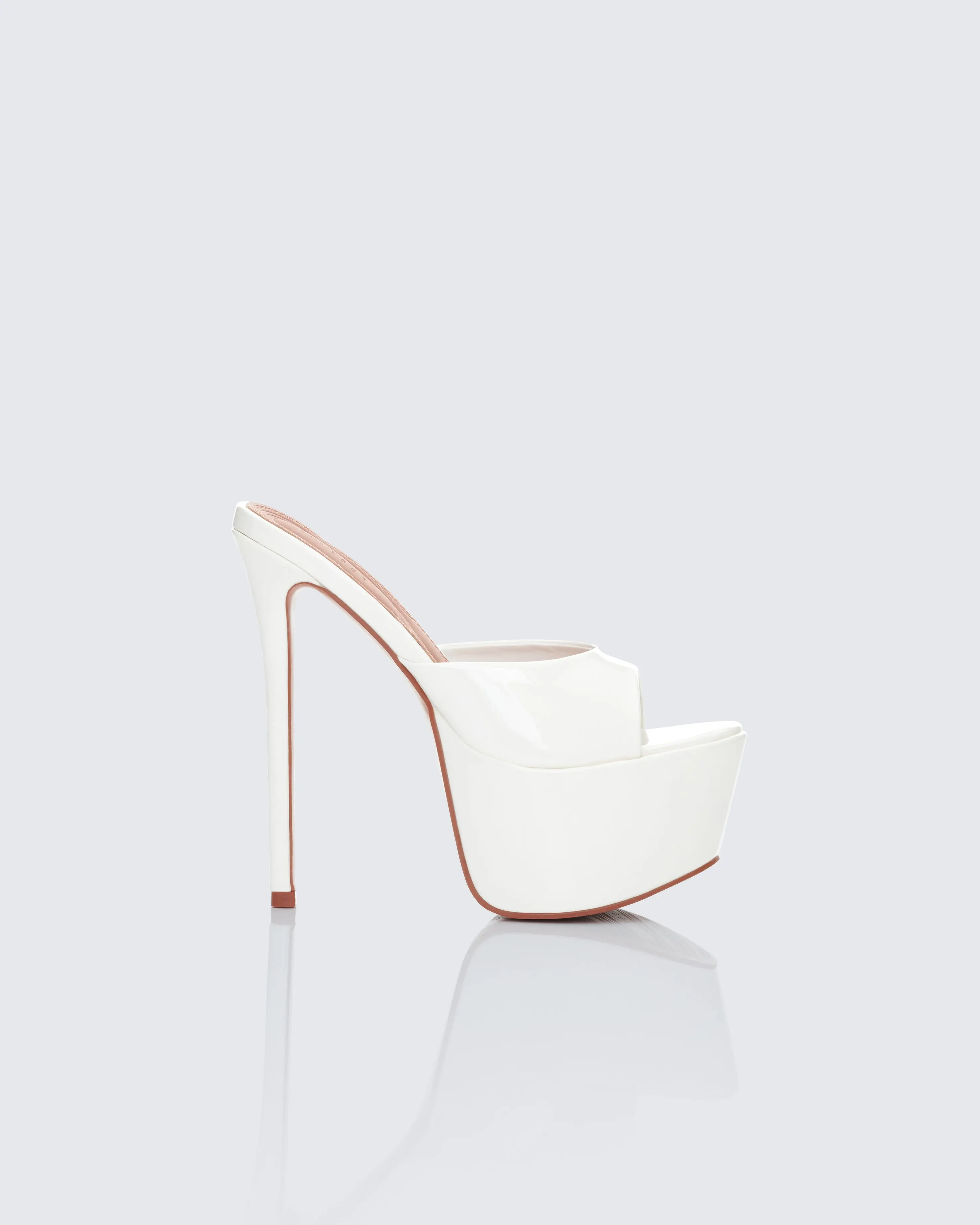 Women's White Platform Mules, Stylish Open-Toe PU Slip-On Footwear with 6-Inch Heeled Stiletto and Thick Front Platform