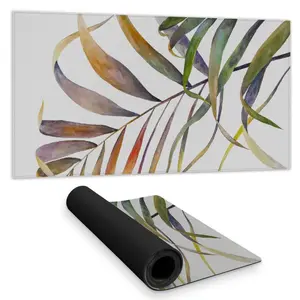 Begin Home Decor C1DM1531SXHUGT 16 x 32 in. Watercolor Tropical Palm Leaves - Blue Desk Mat Home Decor