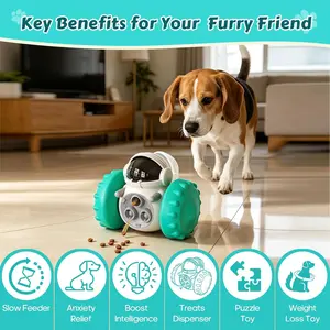 Interactive Pet Slow Feeder Toy, Anti-Tip Rolling Snack Dispenser, Dog Cat Stress Relief Puzzle Toy, Fun and Educational Pet Accessory