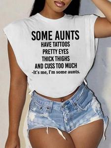 women's letter print round neck tee, fashion casual crew neck t-shirt for daily holiday vacation outdoor wear, ladies clothes for all seasons, top, womenswear