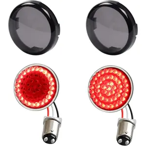 Rear LED Turn Signal Lights, 2 Inch Bullet Red Brake Tail Light with Smoked Lens Cover For Harley Sporster 1200, For Dyna, For Road King, For Street Glide, For Softail 2020