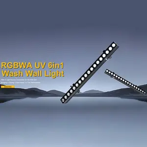 SHEHDS Stage Wash Light Bar Strip LED 18x18W RGBWA+Purple 6IN1 Lighting Wall Washer Light Bar Strip Strobe Effect DMX512 Control DJ for Christmas Night Club Disco Club Wedding Bar