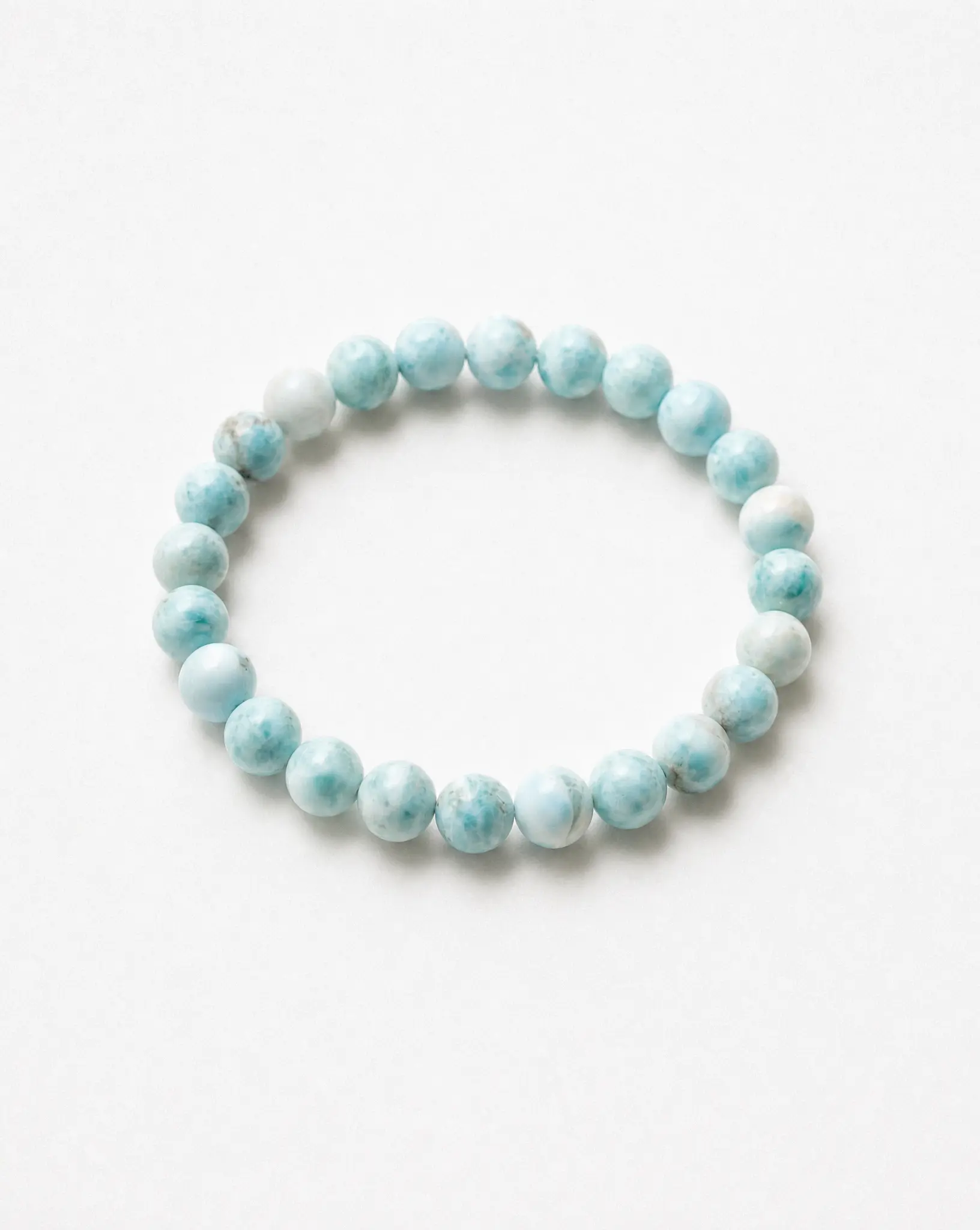 Natural Larimar Stone Bead Jewelry, Unisex Stretch Cord with Atlantean Energy for Spiritual and Emotional Healing, Adults, Beaded, Round, 8Mm, Bracelet, Pure Stone, Deep Karmic Emotional Patterns