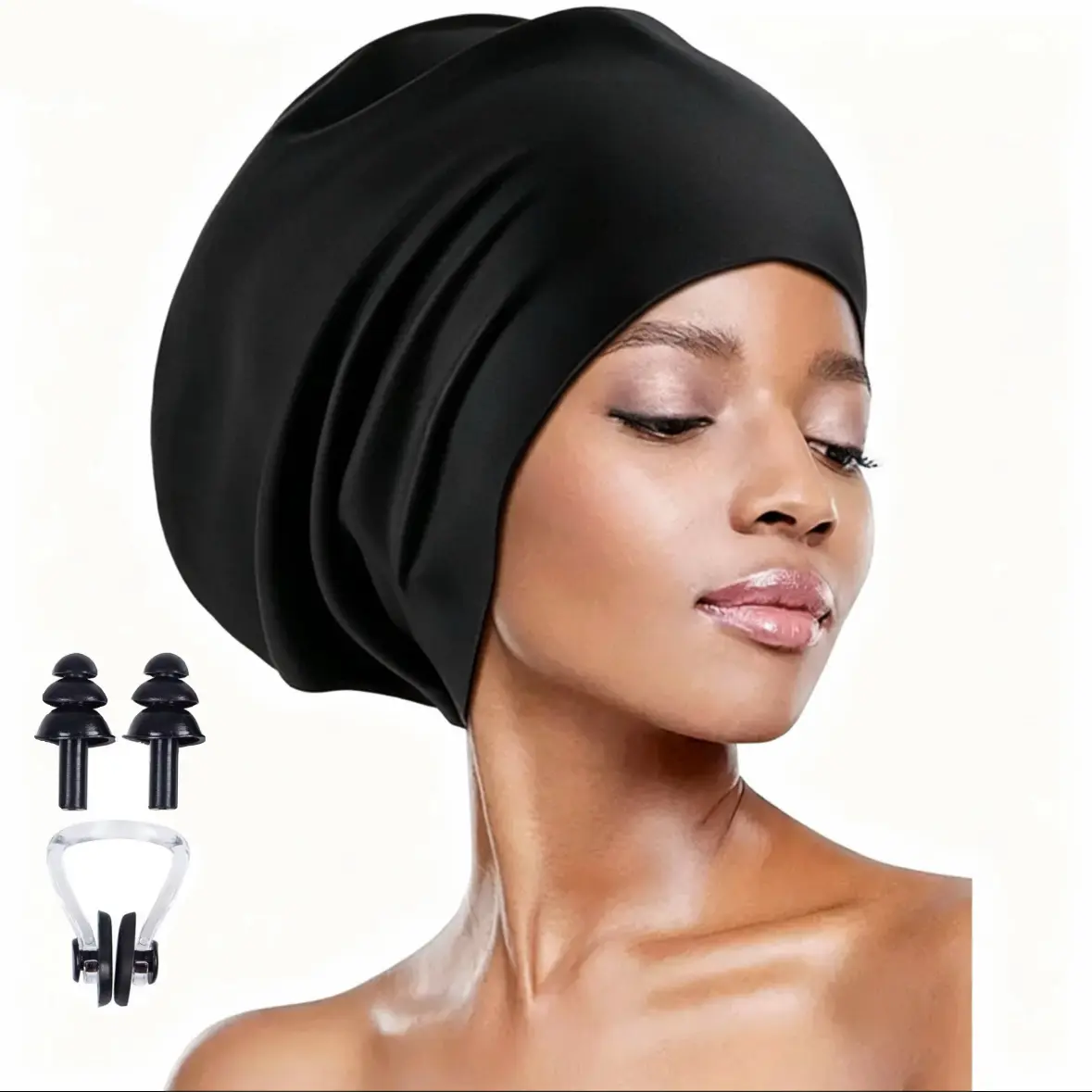 120g Thickened Silicone Bathing Cap, Extra Large Capacity for Long and Voluminous Hair - Durable, Comfortable and Flexible, Includes Earplugs & Nose Clip, Spacious Fit, Waterproof, Snug Flexibility, Durable And Waterproof, Swim Cap, Swimming, Includes Ext