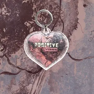 Heart Keychain W/QR Code To Positivity Playlist