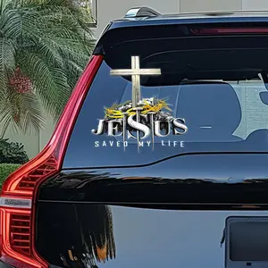 Premium Jesus Saved My Life Decal Jesus God Christian Cross Sticker Car Decoration Gift for God Lovers Car Decal for Car Truck Motorcycle Window Bumper Wall Decor Durable Weatherproof Easy Application