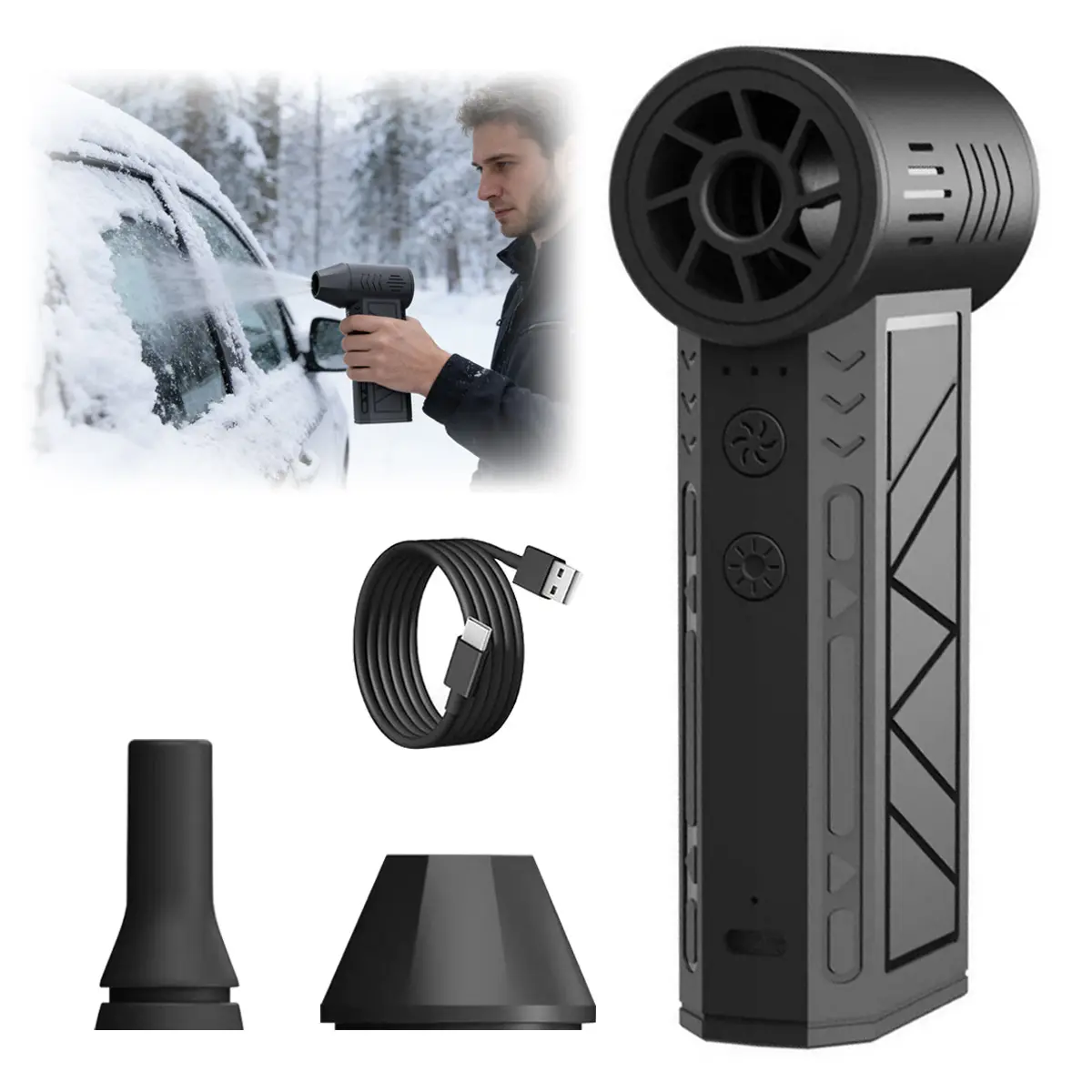 Portable Cordless Electric Air Duster, 100000 RPM Airflow High-Speed Compressed Air Blower Gun, 5000mAh Rechargeable Laptop Cleaner with 4 Adjustable Speed Gears for Keyboard, Camera Lens, Blast Dust Ash Debris (Tools & Hardware Power Tools Blowers)