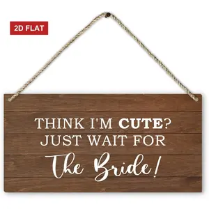 Ring Bearer Sign, Ring Bearer Wedding Think I'm Cute Just Wait for the Bride Decorative Plaque Sign Wall Hanging, Rustic Wedding Decor, Ring Bearer Sign For Wedding Decor 3.93x7.87inch  Home Décor Accents
