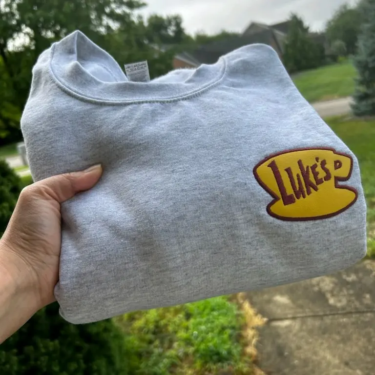 Embroidered Applique Luke's sweatshirt crewneck comfort show autumn vibes sweater weather Gilmore Girls fall coffee