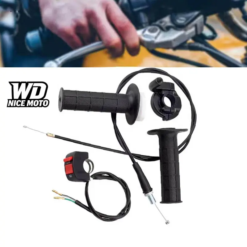 WD NICE MOTO 22mm Twist Throttle Handle Grip Kit, Cable On/off Switch, Motorcycle Parts, for 125cc 150cc 250cc Atv Dirt Quad Pit Bike