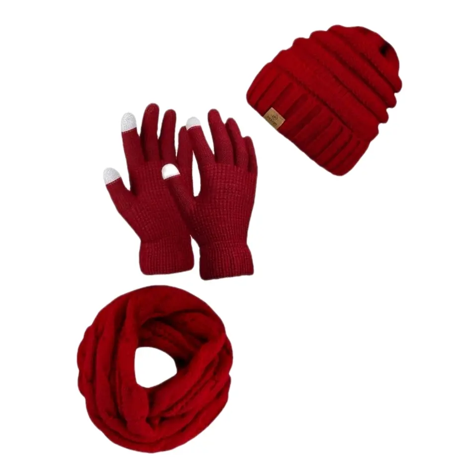 4pc set Casual Knit Hat, Gloves, Mask and Neck Shaw Set for Women
