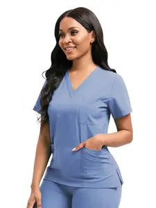 Womens Work Uniform V Neck Scrub Set Jogger Pants Hospital Pet Clinic Beauty Salon Outfit Breathable Fabric