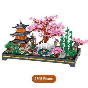 Garden Micro Building Blocks, Traditional Chinese Architecture Puzzle Toy, House Assembly Toy, for Home Decoration, Gifts for Mother's Day