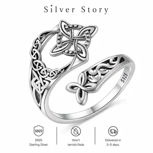 925 Sterling Silver Celtic Knot Ring Witch Knot Ring Nudo de Bruja Plata 925 Original Sterling Silver Adjustable Witch Knot Rings Open Ring Hecate Ring Pagan Witchtok Protection Witchy Jewelry for Devotion for Ceremonyfor Women