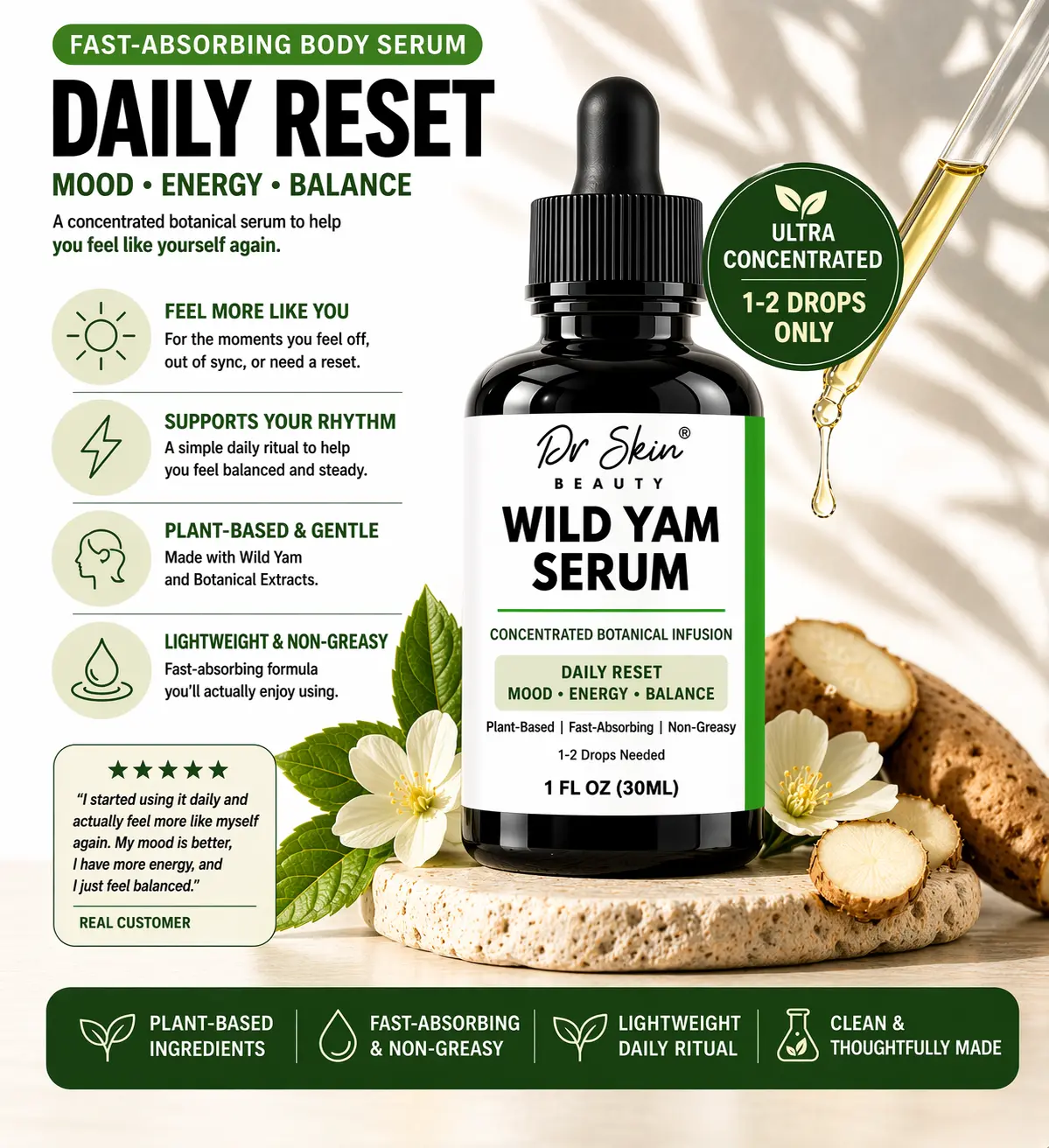 Wild Yam Serum — Natural Hormone Balance for Women | Made in USA