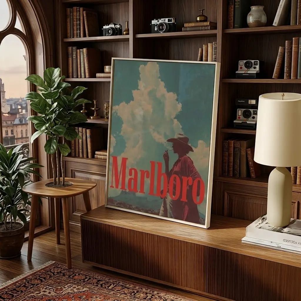 Vintage Marlboro Western USA Poster, Retro Americana Wall Art Print No-frame Decoration Items