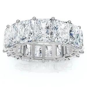 5Ct Radiant Cut Diamond 14k White Gold Eternity Wedding Ring Lab Grown